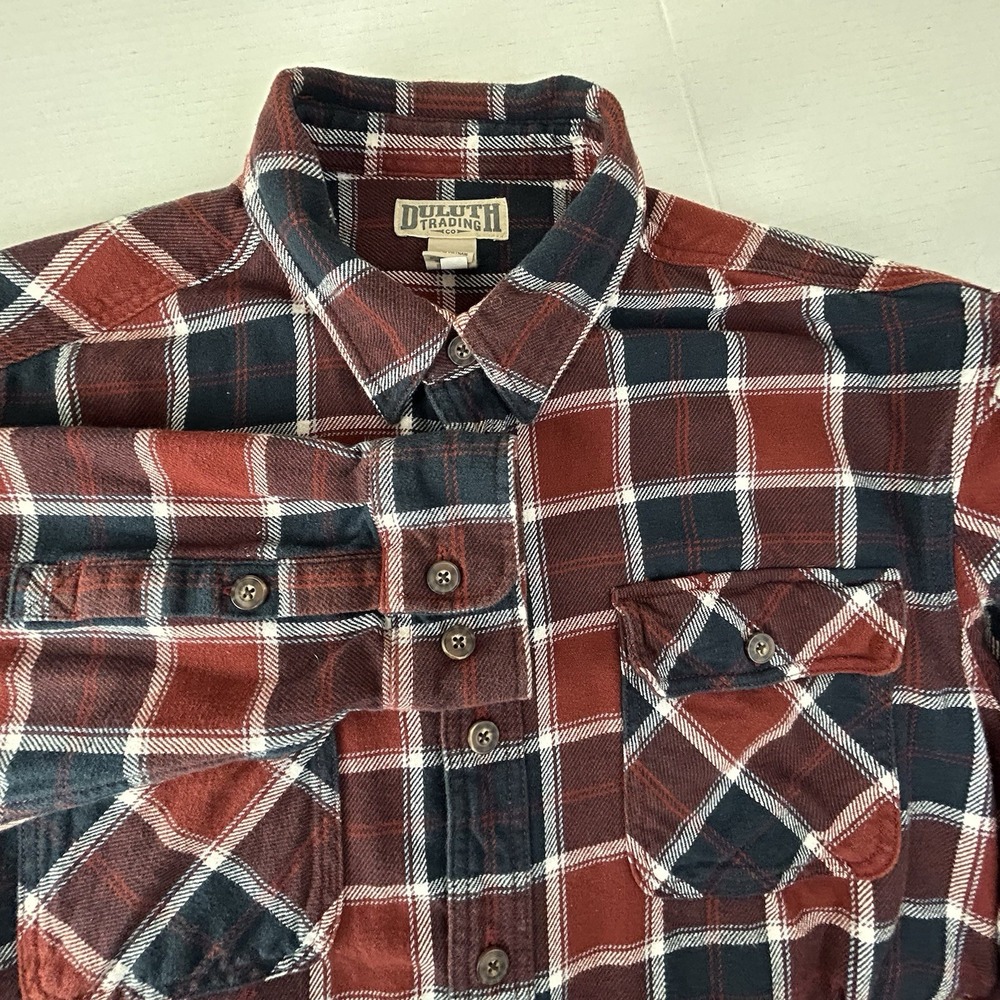 Duluth Trading Shacket Mens XL Red Blue Plaid Flannel Fleece‎  Shacket